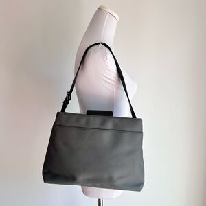 Vintage COACH Mercer Grey Nylon Twill Black Leather Shoulder Bag